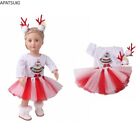 Elk Christmas Doll Clothes For 18" American Doll Outfit Santa T-shirt Tutu Skirt