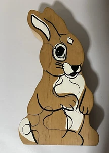 Woodstock Toymakers Thick Wood Vintage Puzzle Bunny Rabbit Spring Easter Animal - Picture 1 of 8
