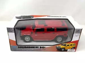 GM Hummer H2 Red Licensed Friction Car Diecast 1:24 NEW - Picture 1 of 6