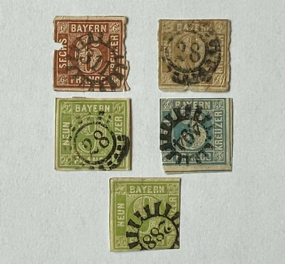 1800's LOT OF BAVARIA STAMPS WITH NUMBER CANCELS #1 - Image 1 of 4