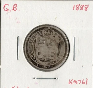 Coin Great Britain 1 Shilling 1888/7 KM761, silver, Victoria - Picture 1 of 4