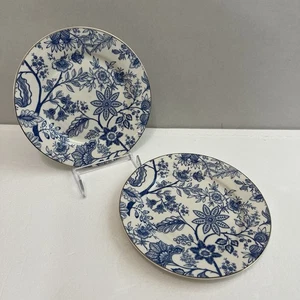 Set of 2 Grace's Teaware Blue Floral 8" Salad / Dessert Plates - Picture 1 of 5