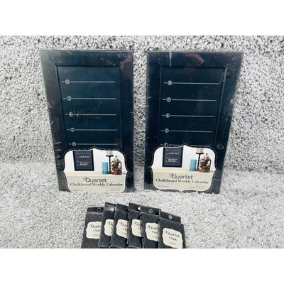 Quartet Set Of 2 Weekly Calendar Chalkboard 8"x14" Black Frame & Set Of 6 Chalk - Image 1 of 4