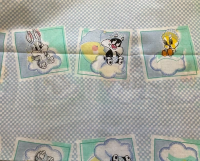 BABY BUGS & FRIENDS ON BLUE GINGHAM PATCH, 60" W-- BY THE YARD - Image 1 of 2