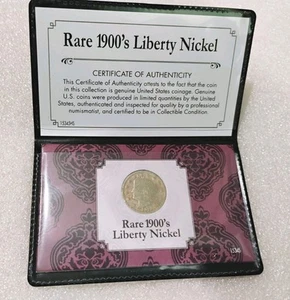 Neu in Verpackung seltene Liberty Nickel um 1900 mit der Münze von 1910 mit Echtheitszertifikat - Bild 1 von 3
