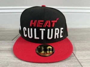 Miami Heat Court Culture New Era ColorBlock Black Red Fitted Hat Cap Sz 7 3/8 - Picture 1 of 10