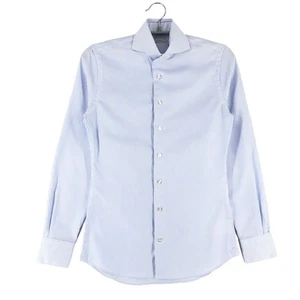 SUITSUPPLY Traveller Blue Formal Striped Extra Slim Fit Shirt Size 35 - Picture 1 of 8