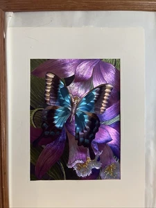 Butterfly On An orchid Holographic Wall Art Poster Print Picture - Picture 1 of 4