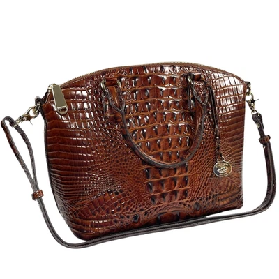 BRAHMIN Melbourne Duxbury Pecan Croc Embossed Satchel Handbag Purse - Image 1 of 4