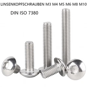 Linsenkopfschrauben Innensechskant Edelstahl A2 DIN ISO 7380 M3 M4 M5 M6 M8 M10 - Picture 1 of 81