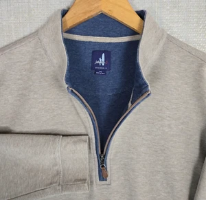 JOHNNIE-O Size 2XL Mens Khaki 1/4 Zip Soft Cotton/Lyocell Pullover Sweatshirt - Picture 1 of 11