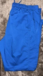 Cherokee Workwear XL Royal Blue Cargo Scrub Pants Drawstring Elastic Waist - Picture 1 of 5