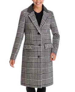 BCBGeneration Black Plaid Walker Wool Blend Pea Coat X5511 Woman's Size XXL - Picture 1 of 1