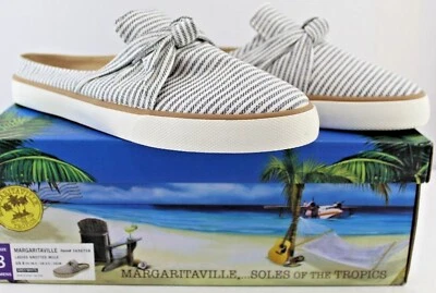 Margaritaville женщин узелок Mule туфли несколько размеров серый/белый в полоску новый - Изображение 1 из 4