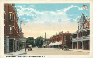 WHITNEY POINT NEW YORK MAIN STREET LOOKING WEST OLD POSTCARD VIEW - Picture 1 of 2