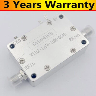 Amplificador de banda ancha LNA 10 MHz-6 GHz 60 dB de alta ganancia amplificador de bajo ruido + SMA hembra Foto 1 de 4