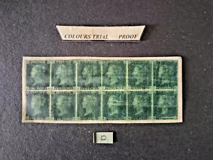 ~ ~ QV PENNY BLUE PROOF / DEEP GREEN FALSE PRINT TRIAL / GREAT BRITAIN - D - Picture 1 of 2
