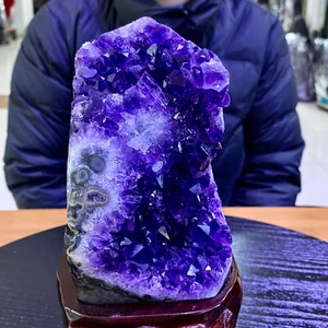 Cristal Amatista Natural 4.1LB Cristal Cueva Cristal Mineral Sanación Espiritual + Base- - Imagen 1 de 13