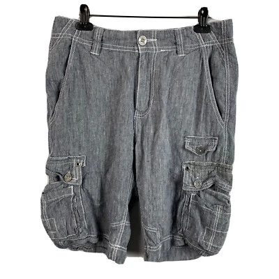 Pantalones Cortos Hebilla Negros Para Hombre Talla 30 x 10” Mezcla de Lino Gris Estilo Carga Rápida Foto 1 de 4