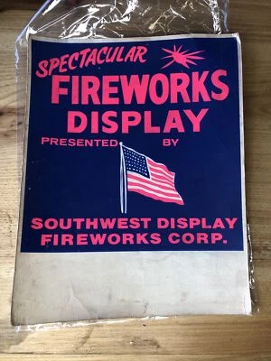 "Letrero de cartón de exhibición de fuegos artificiales Southwest original vintage de 14"" X 11"" 4 de julio" Foto 1 de 4