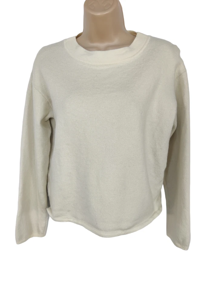 MUJER ROMPECABEZAS TALLA M MEDIANO CREMA LANA RICO CORTO INVIERNO JERSEY SUÉTER Foto 1 de 4