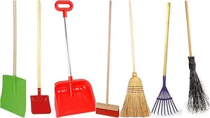 BROOM Kids Shovel Snow Witches Wooden Broom Besom Rake Garden Red Bristles NEW - Picture 1 of 6