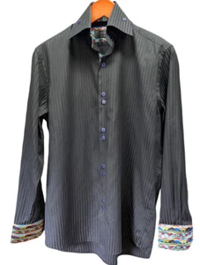 COOGI Classic Long Sleeve Button Shirt Black Boho Cuffs Men M 15.5 32/33 - Picture 1 of 6