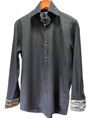 COOGI Classic Long Sleeve Button Shirt Black Boho Cuffs Men M 15.5 32/33 - Image 1 of 4