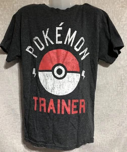 Pokémon Trainer Youth Boys Girls Charcoal Gray T-shirt Size S Distressed Logo - Picture 1 of 10