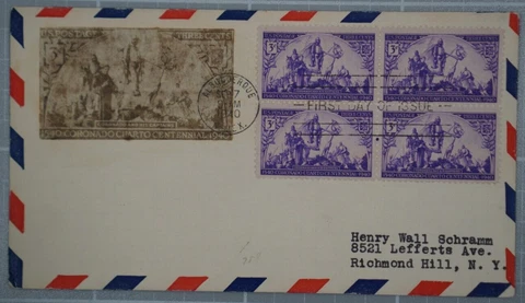 US 1940 FDC, Coronado 400th Anniversary, Block of 4 3c Cover