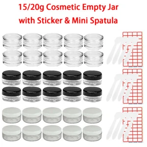 15/20g Plastic Empty Pot Jar&Spatula Set Cosmetic Cream Powder Sample Travel - Picture 1 of 16