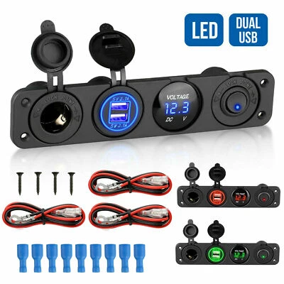 12V Car Cigarette Lighter Socket Splitter Dual USB Charger Power Adapter Outlet - Image 1 of 4