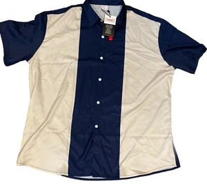 HOO Button Down Party Blue White Shirt Men's Sz 3XL. NWT RETRO STYLE - Picture 1 of 10
