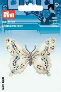 Prym Iron On Embroidered Motif Applique Silver Butterfly - each (926423) - Picture 1 of 1