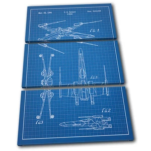 Star Wars X-Wing Baupläne Filmgrößen HÖHEN LEINWANDBILD WANDBILD Bild Druck - Bild 1 von 1