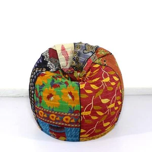 Handmade Embroidered Cotton Kantha Hippie Bohemian Bean Bag Kids Furniture - Picture 1 of 5