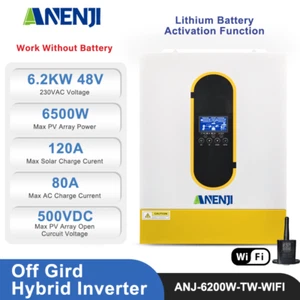 Inverter Solare 6.2KW Doppia Uscita MPPT 120A 220/230Vac 48V 500Vdc WiFi - Foto 1 di 6