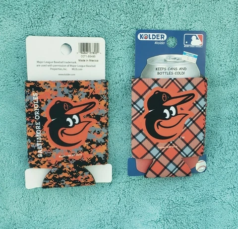Baltimore Orioles como,  Plaid Design 12oz Collapsible Koozie- Two Sided 2 pk Cover