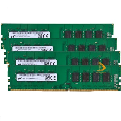 Micron 4x 16GB 2RX8 PC4-2666V DDR4 21300MHz 288Pin UDIMM Desktop Memory RAM - Image 1 of 4