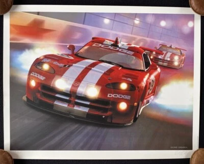 Signed LtdEd 500 Dodge Viper 2000 DAYTONA 24 Hours Fine Art Print Sune Envall - Image 1 of 4