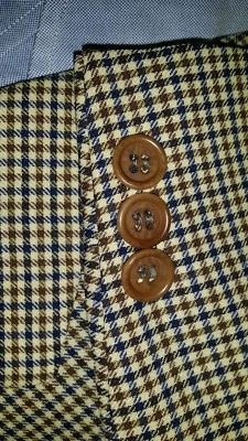 Blazer Abrigo Deportivo Vintage Oscar De La Renta 42L Azul Tostado Cuadros Pistola Guinga ITALIA Foto 1 de 4