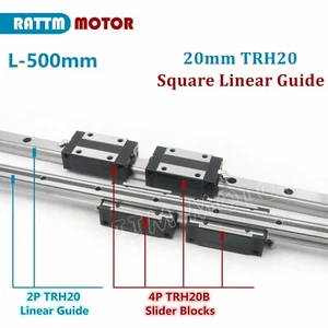 2 Stck. Quadratische Linearführungsschiene L500 mm mit 4 Stck. TRH20B Wagen Block für CNC-Fräser - Bild 1 von 6