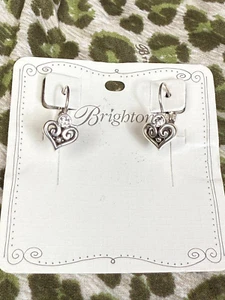 Brighton Alcazar Heart Silver Crystal Petite Leverback Earrings - Picture 1 of 6