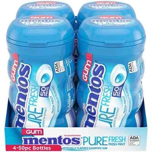 Mentos Pure Fresh Mint, Sugar-Free Chewing Gum, 50 pcs., 4 pk. - Picture 1 of 3