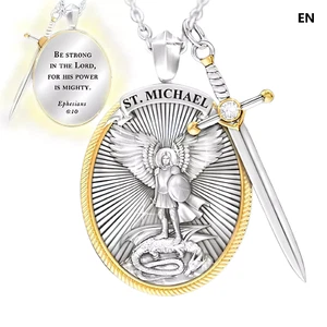 Collar con colgante de San Miguel, patrón católico, San Arcángel, oración y... - Imagen 1 de 17