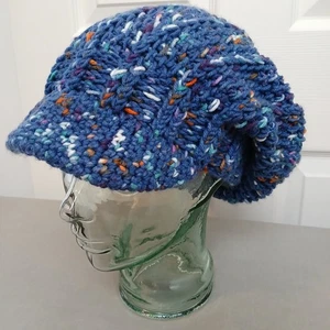 Navy Speckle Slouchy with a Brim OSFM premade newsboy slouch hat boho cottage - Picture 1 of 8