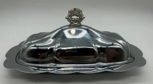 Vintage Kromex 3 PC Butter Dish MCM 1960s Glass Insert Silver Art Deco - Picture 1 of 5