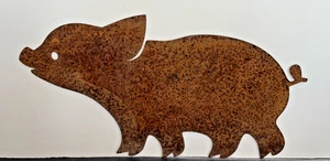 Antique Pig Silhouette Folk Art Sheet Metal Iron Cutout Farmhouse - 1/16" Thick - Picture 1 of 8