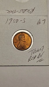 wheat penny 1950S LINCOLN CENT TONED RED BU 1950-S NICE RED UNC LUSTER LOT #7 - Picture 1 of 3