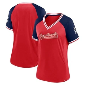 Camiseta deportiva para mujer Fanatics Red Stl Cardinals Glitz & Glam League Diva Raglan cuello en V - Imagen 1 de 7